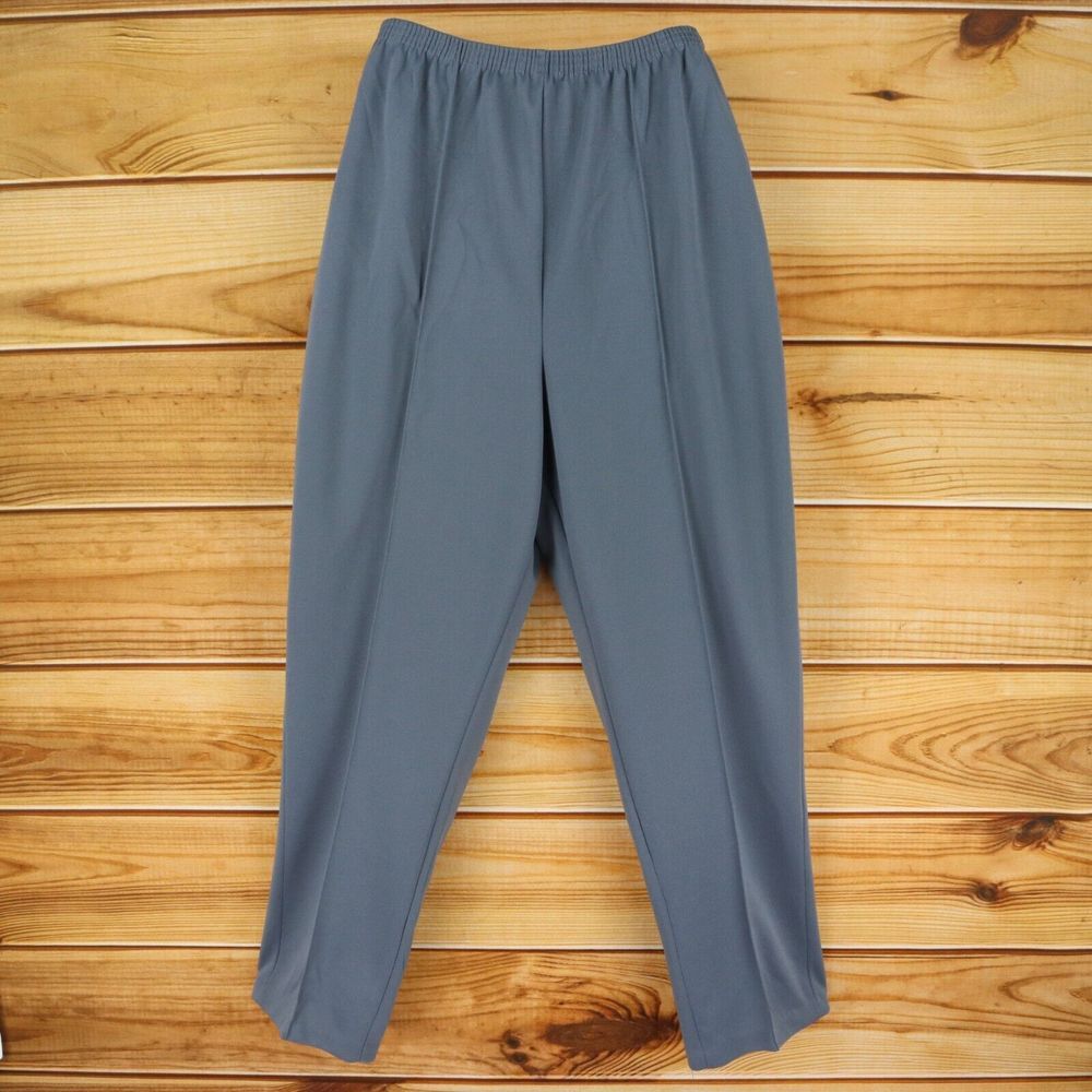 Roaman's Casual Pants Womens Size 10 Char Gray 100% Polyester Elastic‎ Waist